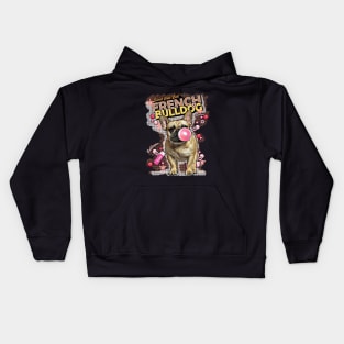 French bulldog lovers, sweet frenchie with pink bubblegum Kids Hoodie